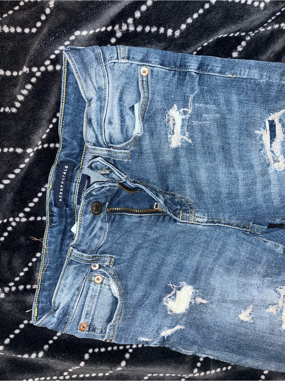 Aeropostale Women's Blue Distressed Skinny Jeans